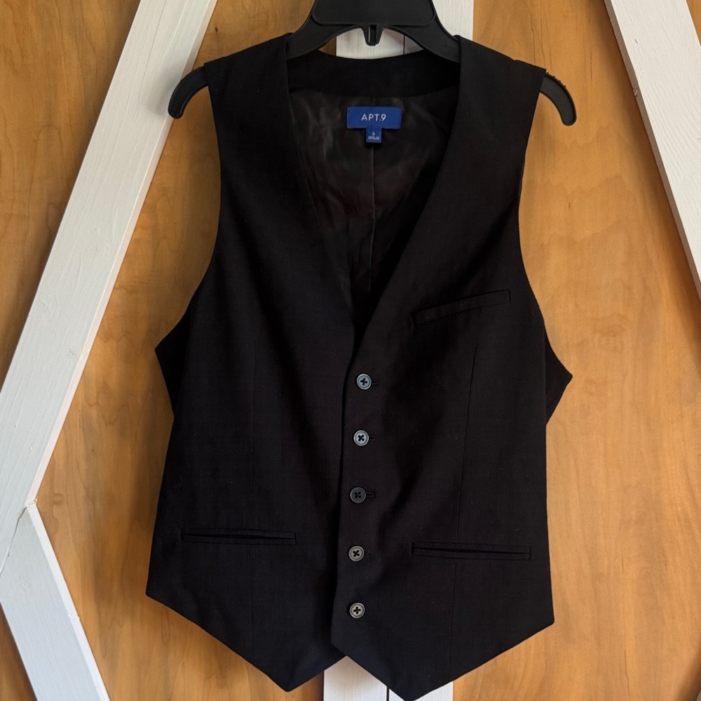 Men's Classic Black Linen Vest EUC